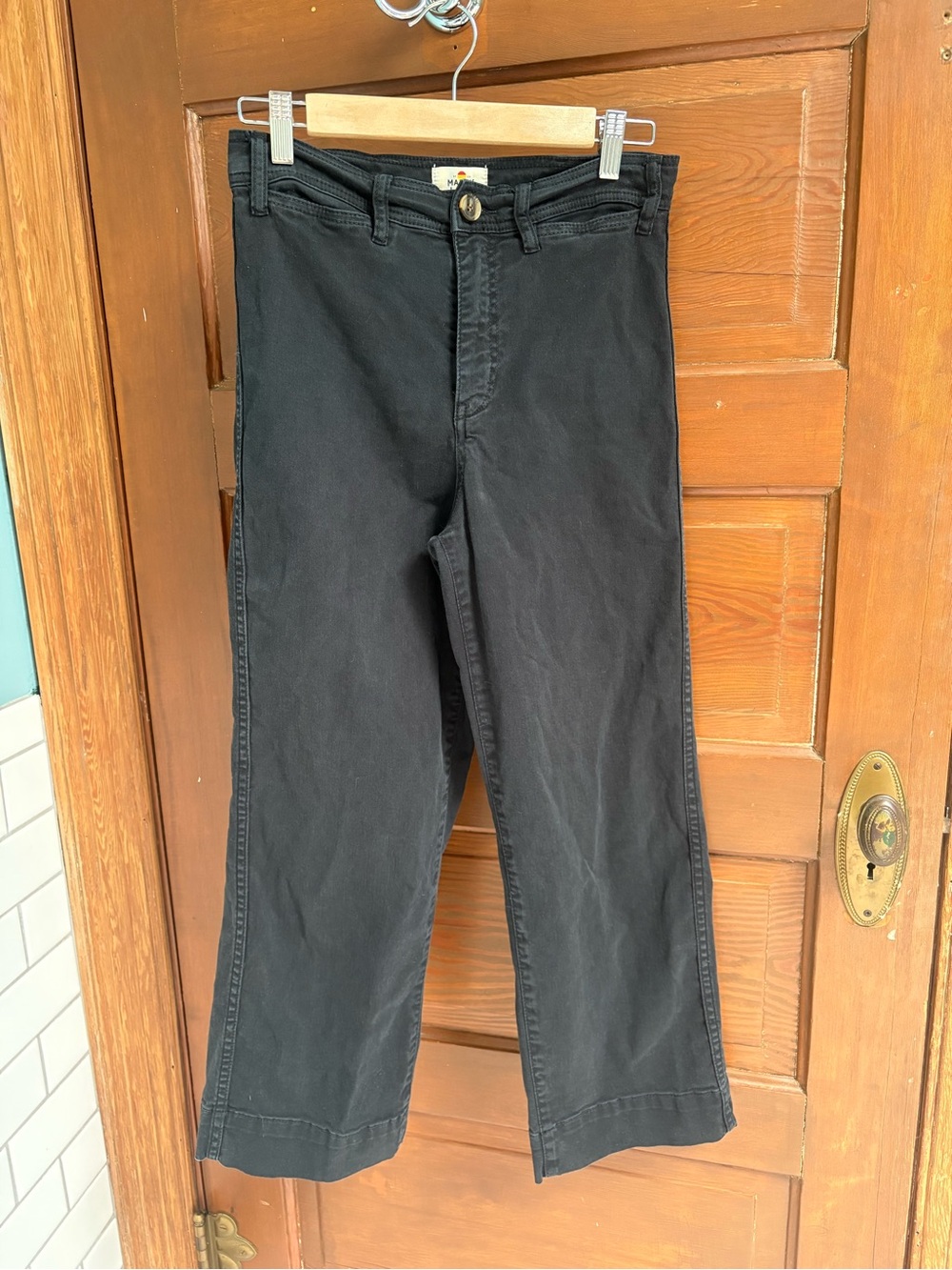 Marine Layer Black Cropped Wide-Leg Pants